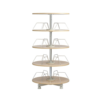 Rotary filing system, shelf Ø 800 mm, 4 shelves, beech finish.