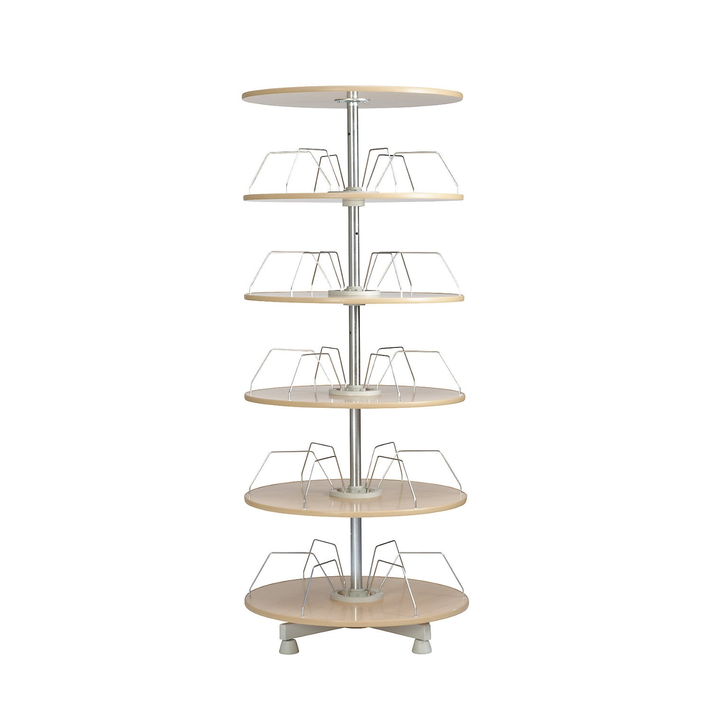 Rotary filing system, shelf Ø 800 mm, 5 shelves, beech finish.