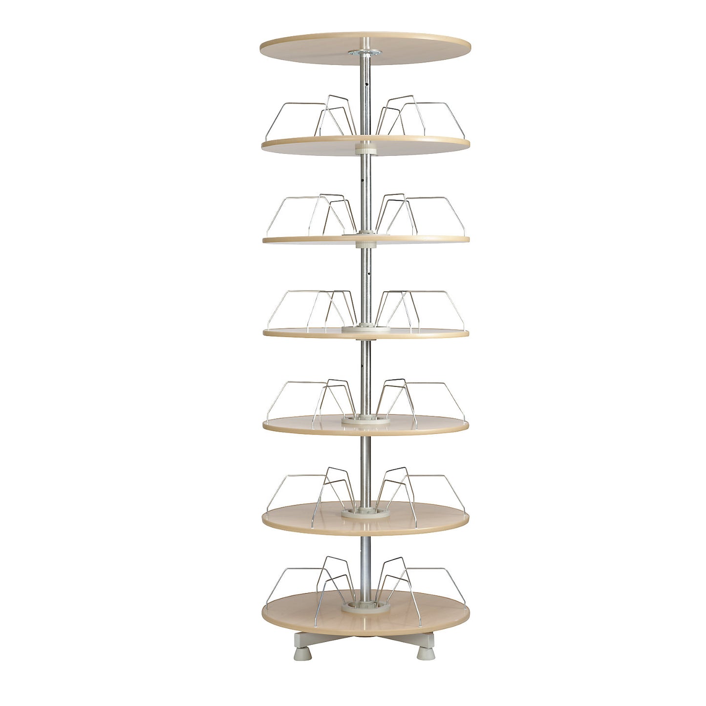 Rotary filing system, shelf Ø 800 mm, 6 shelves, beech finish.