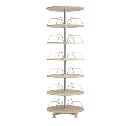 Rotary filing system, shelf Ø 800 mm, 6 shelves, beech finish.