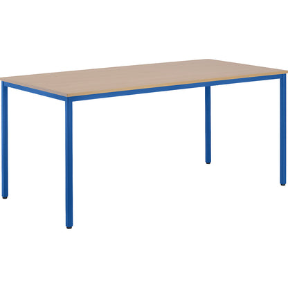 Multi-purpose table, HxWxD 720 x 1600 x 800 mm, top in beech finish, gentian blue frame.