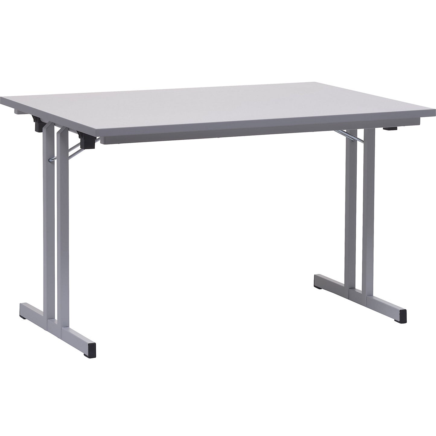 Folding table, with extra thick tabletop, height 720 mm, 1200 x 800 mm, light grey frame, light grey tabletop.