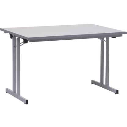 Folding table, with extra thick tabletop, height 720 mm, 1200 x 800 mm, light grey frame, light grey tabletop.