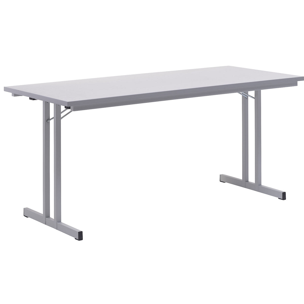 Folding table, with extra thick tabletop, height 720 mm, 1600 x 800 mm, light grey frame, light grey tabletop.