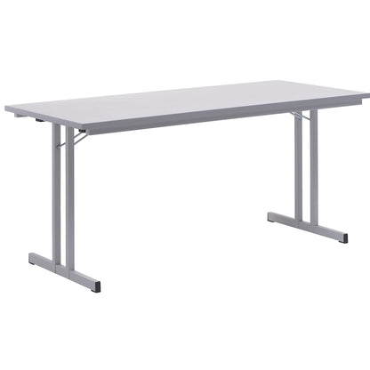 Folding table, with extra thick tabletop, height 720 mm, 1600 x 800 mm, light grey frame, light grey tabletop.