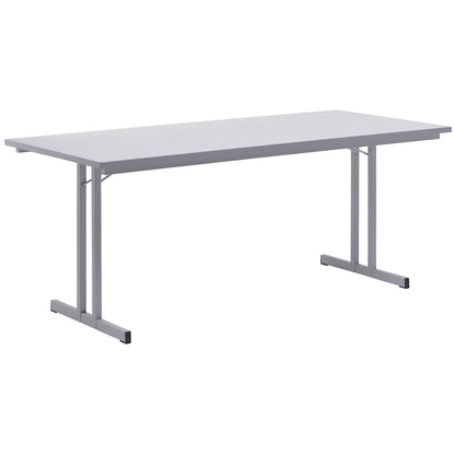 Folding table, with extra thick tabletop, height 720 mm, 1800 x 800 mm, light grey frame, light grey tabletop.
