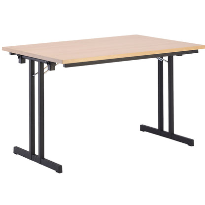 Folding table, with extra thick tabletop, height 720 mm, 1200 x 800 mm, black frame, beech finish tabletop.