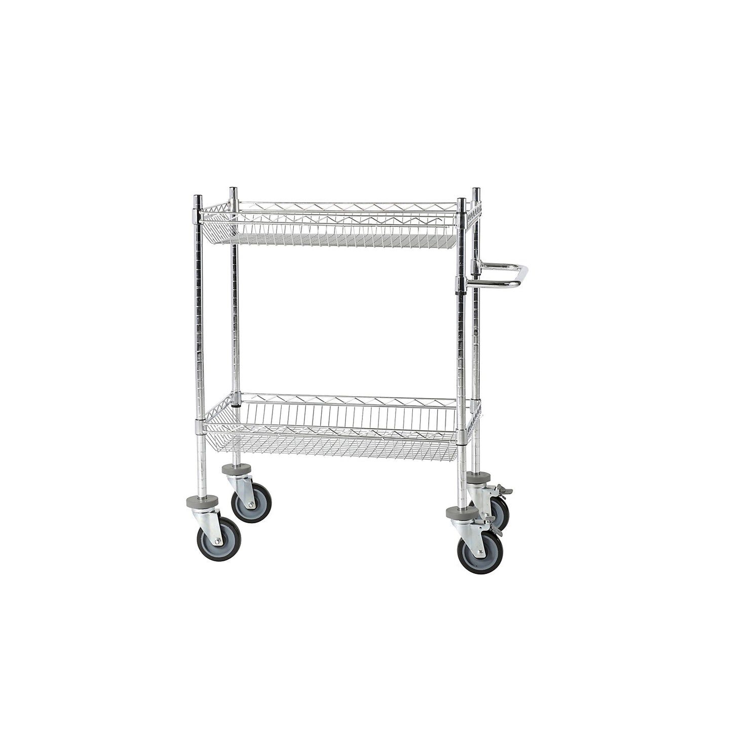 Wire mesh table trolley, chrome plated, with 2 baskets, LxWxH 760 x 460 x 1025 mm.
