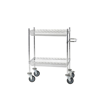 Wire mesh table trolley, chrome plated, with 2 baskets, LxWxH 760 x 460 x 1025 mm.