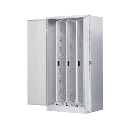 Vertical pull-out cupboard, with 3 drawers, light grey.