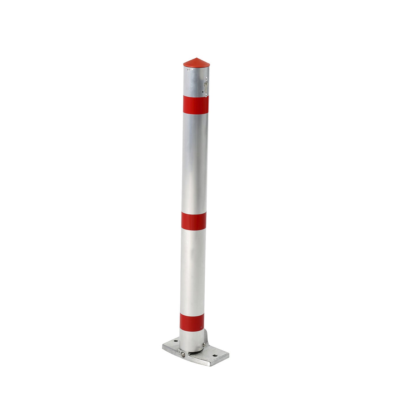 Barrier post, aluminium pipe, lockable, with foot pedal and automatic mechanism, triangle lock.