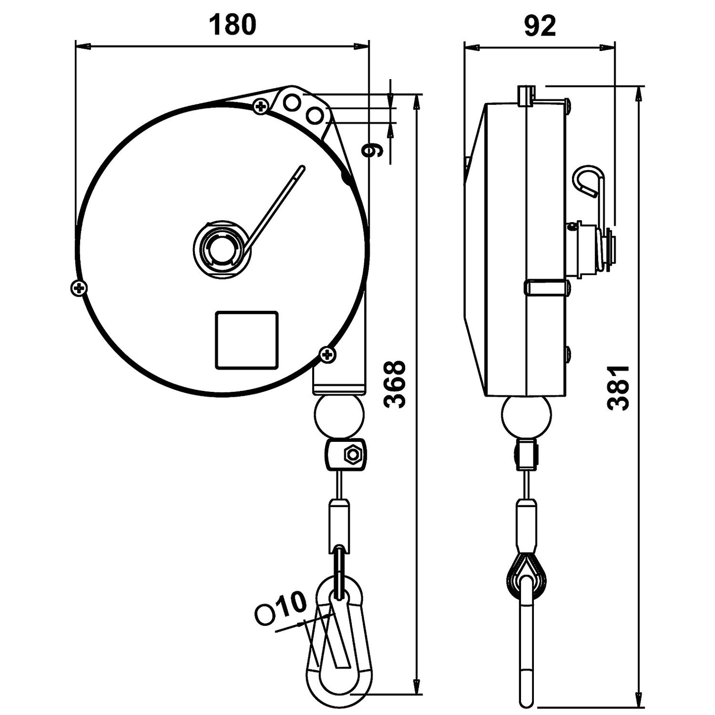 Professional balancer, with fall arrester, max. load 8 - 10 kg.
