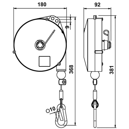 Professional balancer, with fall arrester, max. load 10 - 14 kg.