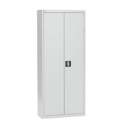 Storage cupboard made of sheet steel, height 1575 mm, light grey RAL 7035, 9 shelves.