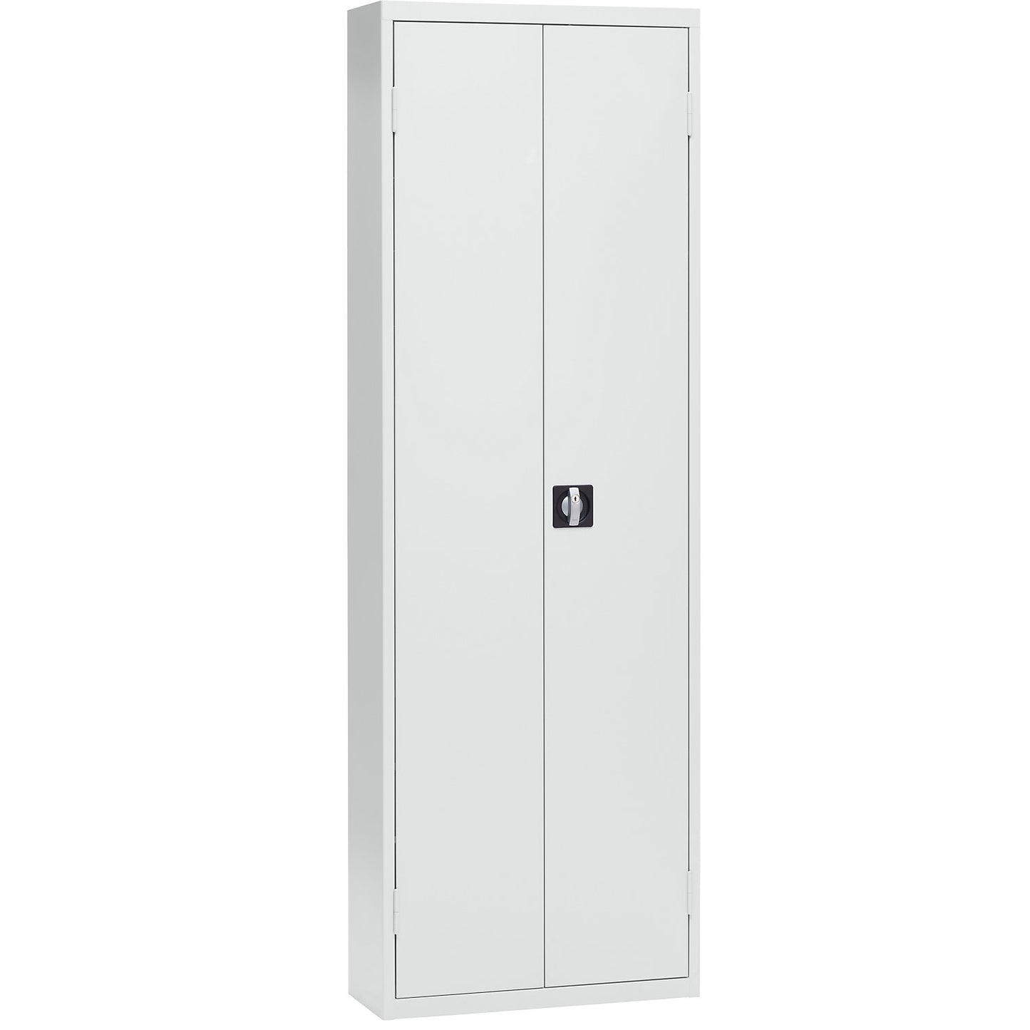 Storage cupboard made of sheet steel, height 2000 mm, light grey RAL 7035, 12 shelves.