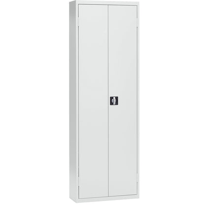 Storage cupboard made of sheet steel, height 2000 mm, light grey RAL 7035, 12 shelves.