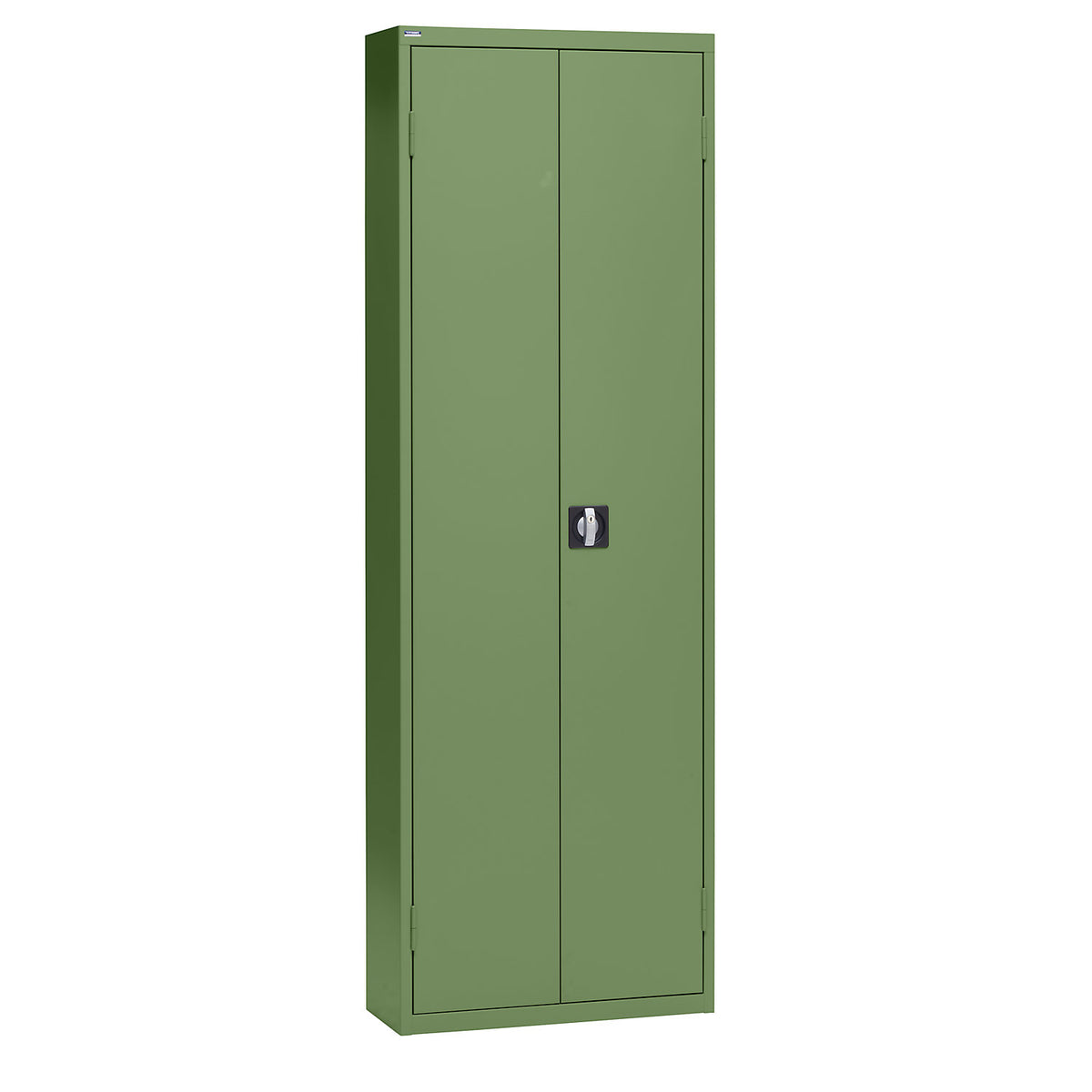 Storage cupboard made of sheet steel, height 2000 mm, reseda green RAL 6011, 12 shelves.