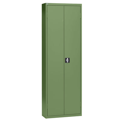 Storage cupboard made of sheet steel, height 2000 mm, reseda green RAL 6011, 12 shelves.