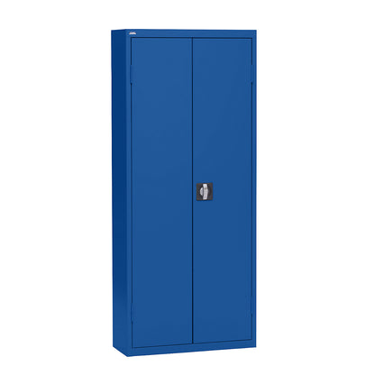 Storage cupboard made of sheet steel, height 1575 mm, gentian blue RAL 5010, 9 shelves.