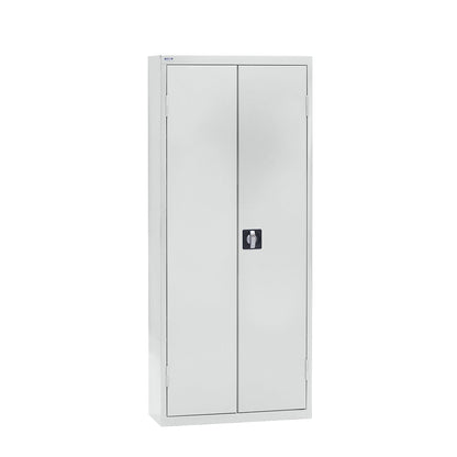 Storage cupboard with storage boxes, height 1575 mm, 14 shelves, light grey.