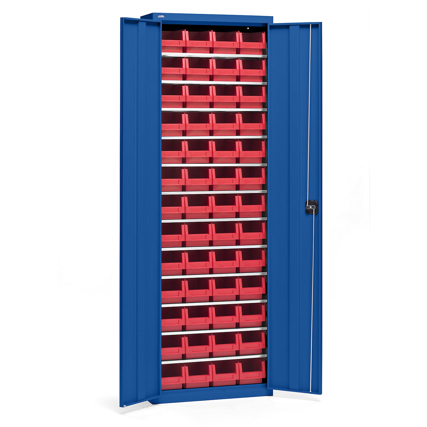 Storage cupboard with storage boxes, height 2000 mm, 12 shelves, gentian blue.