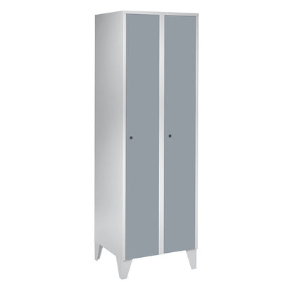 Munich locker, 2 compartments, light grey / silver grey, W 600 mm, with feet.