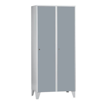 Munich locker, 2 compartments, light grey / silver grey, W 800 mm, with feet.