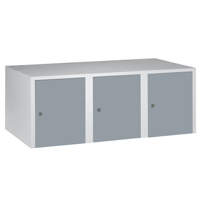 Munich add-on cupboard, 3 compartments, silver grey, width 1200 mm.