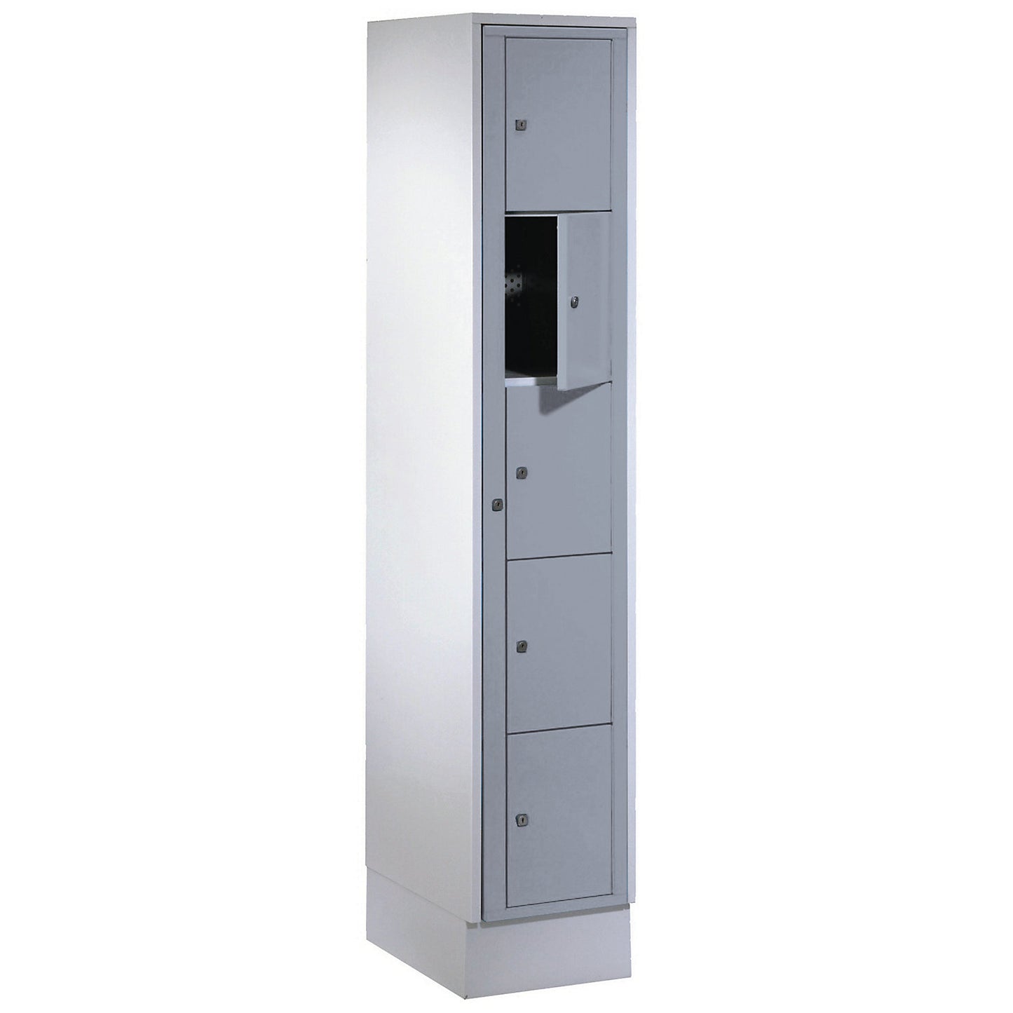 Laundry cabinet, HxWxD 1800 x 350 x 500 mm, 5 compartments, light grey / silver grey.