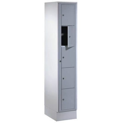 Laundry cabinet, HxWxD 1800 x 350 x 500 mm, 5 compartments, light grey / silver grey.
