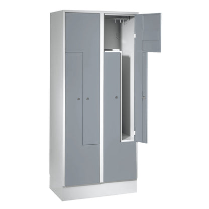 München Z locker, 2 compartments, W 800 mm, doors silver grey.
