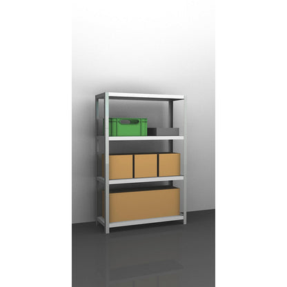 Storage bolt-together shelving, medium-duty, double-sided, HxWxD 1500 x 1000 x 400 mm, light grey, standard shelf unit.