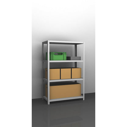 Storage bolt-together shelving, medium-duty, double-sided, HxWxD 1500 x 1000 x 500 mm, light grey, standard shelf unit.