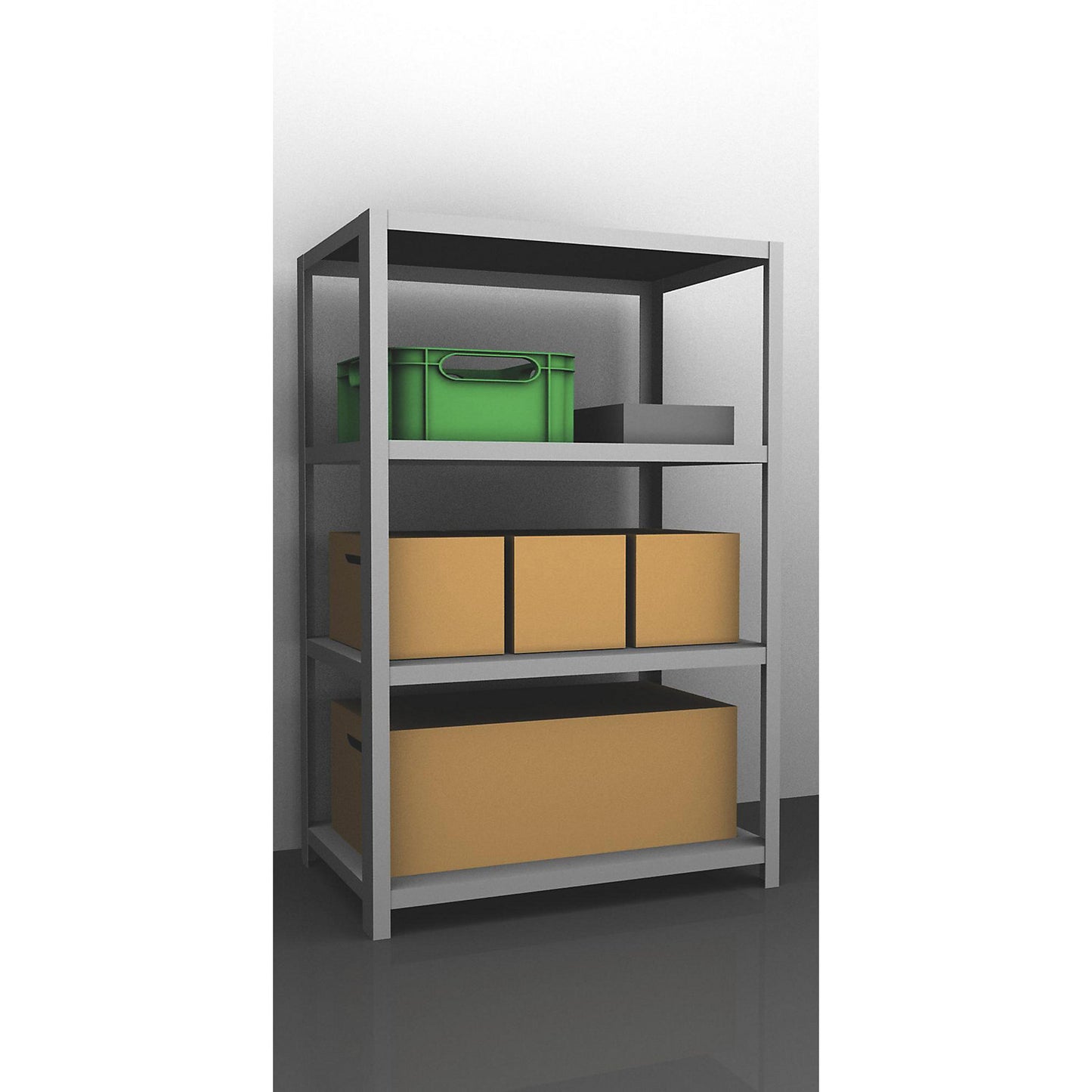 Storage bolt-together shelving, medium-duty, double-sided, HxWxD 1500 x 1000 x 800 mm, zinc plated, standard shelf unit.