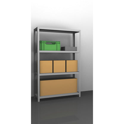 Storage bolt-together shelving, medium-duty, double-sided, HxWxD 1500 x 1000 x 400 mm, zinc plated, standard shelf unit.