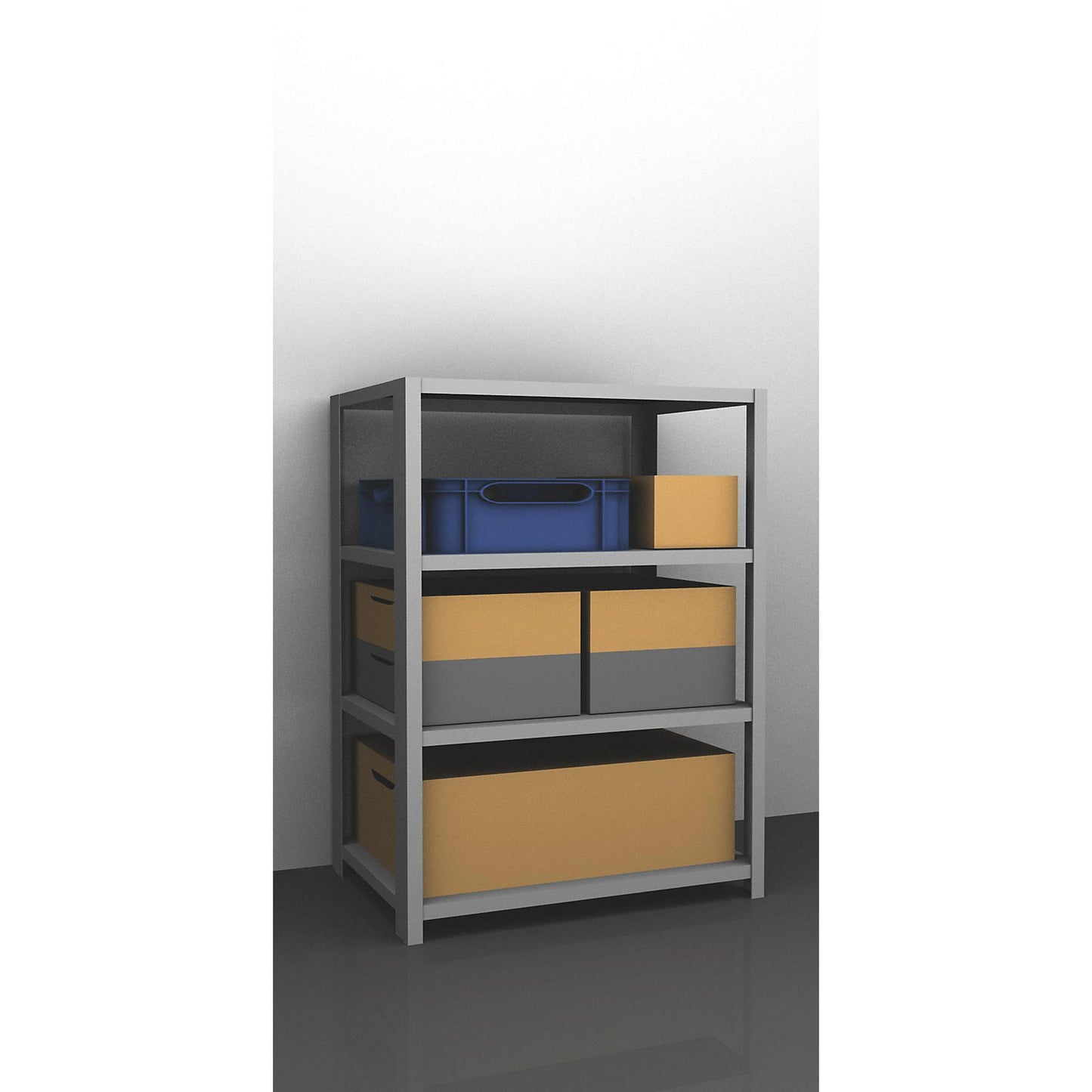 Storage bolt-together shelving, medium-duty, double-sided, HxWxD 1500 x 1300 x 800 mm, zinc plated, standard shelf unit.