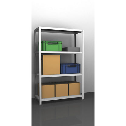 Bolt-together shelving, light duty, double-sided, HxWxD 1500 x 1000 x 300 mm, grey, basic shelf unit.