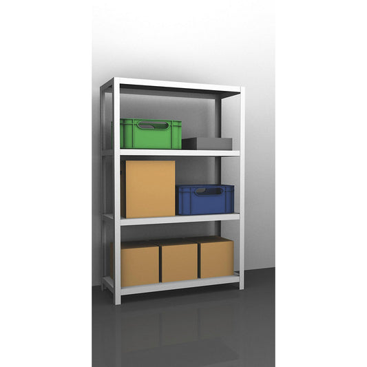 Bolt-together shelving, light duty, double-sided, HxWxD 1500 x 1000 x 300 mm, grey, basic shelf unit.