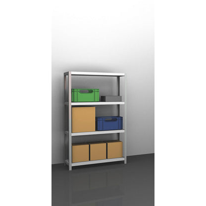 Bolt-together shelving, light duty, double-sided, HxWxD 1500 x 1000 x 400 mm, grey, standard shelf unit.