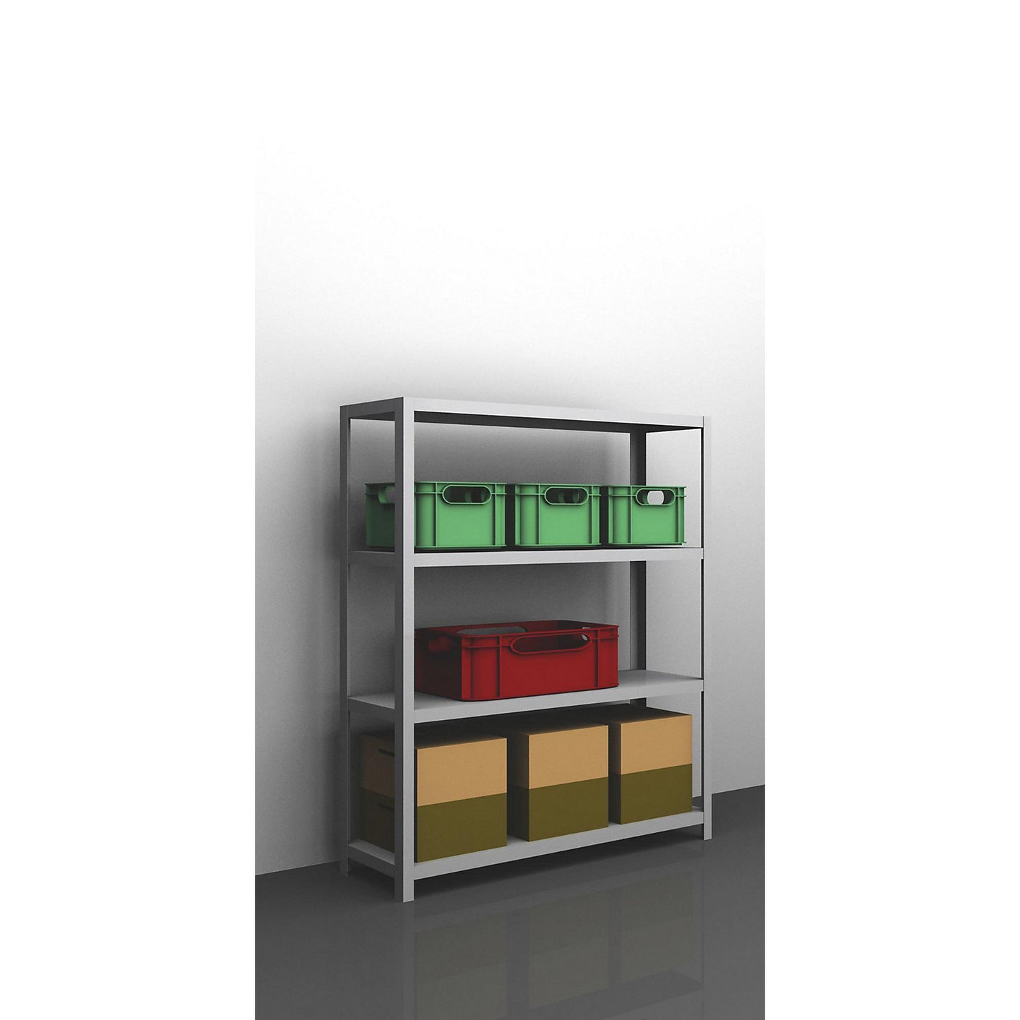 Bolt-together shelving, light duty, double-sided, HxWxD 1500 x 1300 x 400 mm, zinc plated, standard shelf unit.