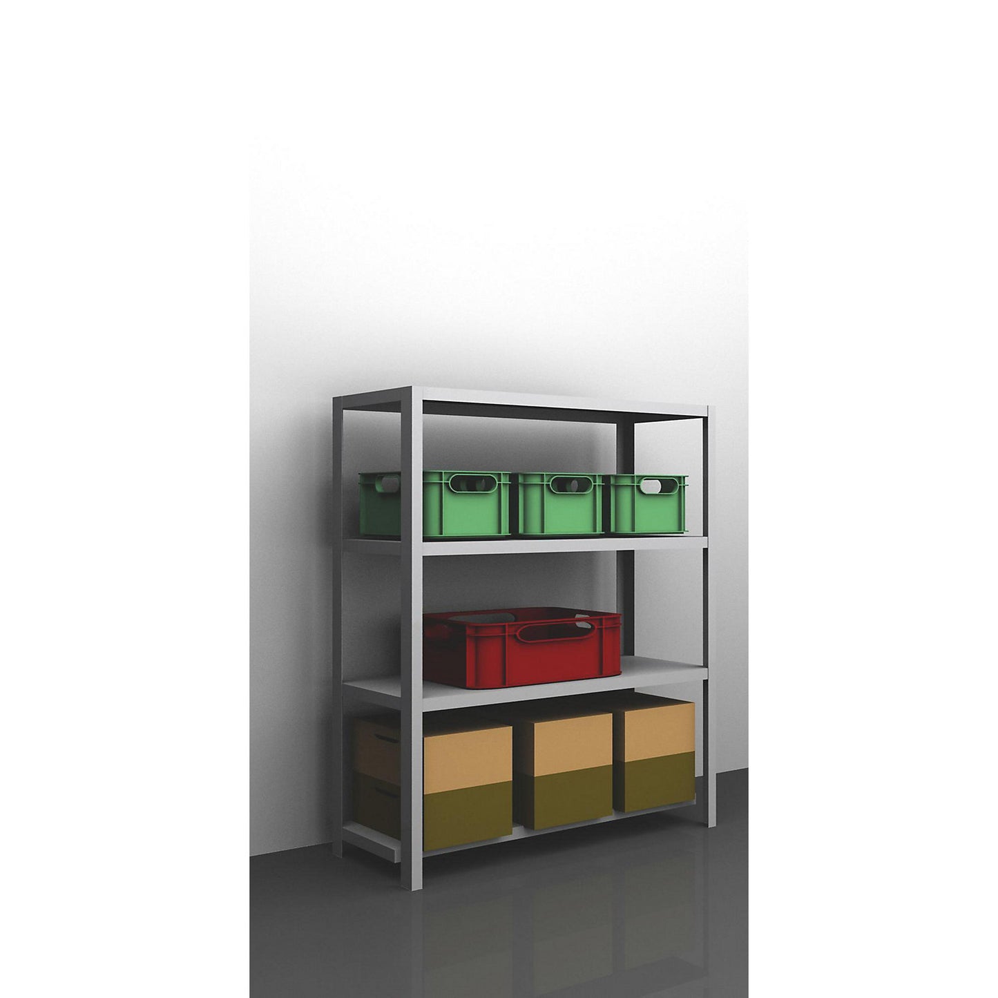 Bolt-together shelving, light duty, double-sided, HxWxD 1500 x 1300 x 500 mm, zinc plated, standard shelf unit.