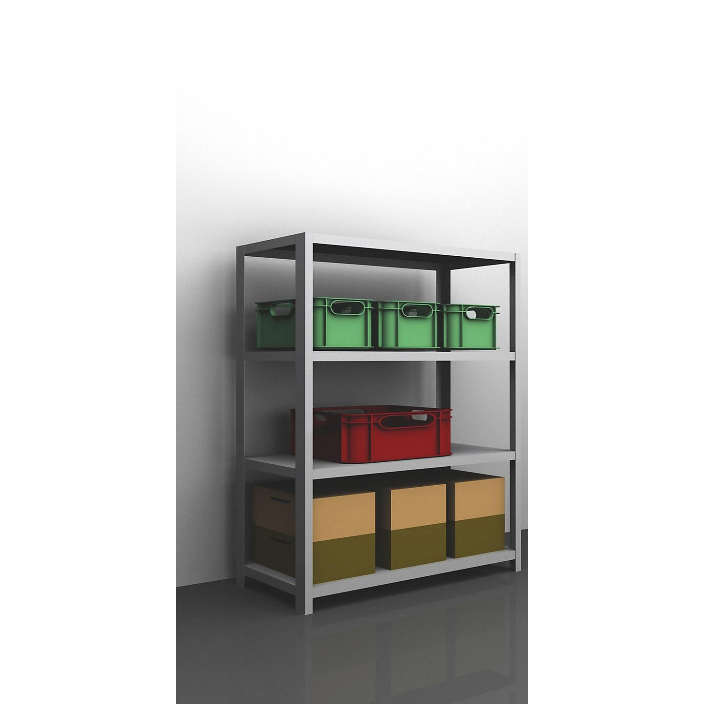 Bolt-together shelving, light duty, double-sided, HxWxD 1500 x 1300 x 600 mm, zinc plated, basic shelf unit.