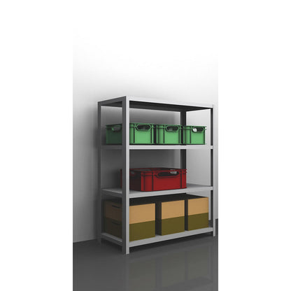 Bolt-together shelving, light duty, double-sided, HxWxD 1500 x 1300 x 600 mm, zinc plated, basic shelf unit.