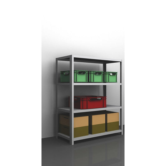 Bolt-together shelving, light duty, double-sided, HxWxD 1500 x 1300 x 600 mm, zinc plated, basic shelf unit.
