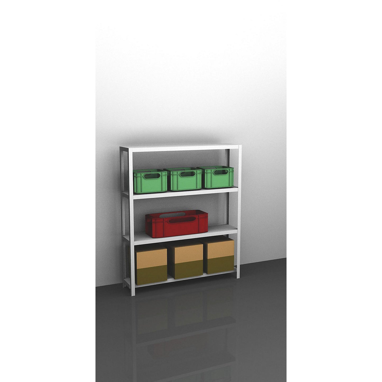 Bolt-together shelving, light duty, double-sided, HxWxD 1500 x 1300 x 300 mm, grey, standard shelf unit.