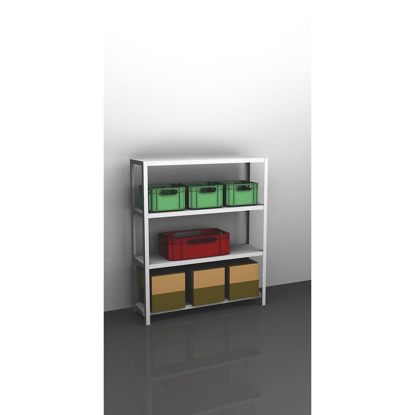 Bolt-together shelving, light duty, double-sided, HxWxD 1500 x 1300 x 400 mm, grey, standard shelf unit.