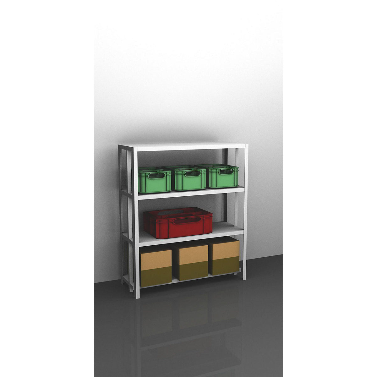 Bolt-together shelving, light duty, double-sided, HxWxD 1500 x 1300 x 500 mm, grey, standard shelf unit.