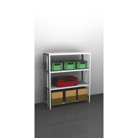 Bolt-together shelving, light duty, double-sided, HxWxD 1500 x 1300 x 500 mm, grey, standard shelf unit.