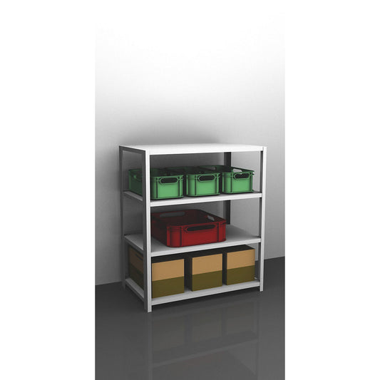Bolt-together shelving, light duty, double-sided, HxWxD 1500 x 1300 x 800 mm, grey, standard shelf unit.