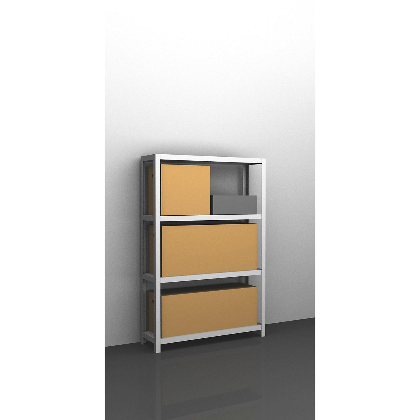 Heavy duty bolt-together shelving, light grey RAL 7035, shelf unit height 1500 mm, standard shelf, width x depth 1000 x 300 mm.